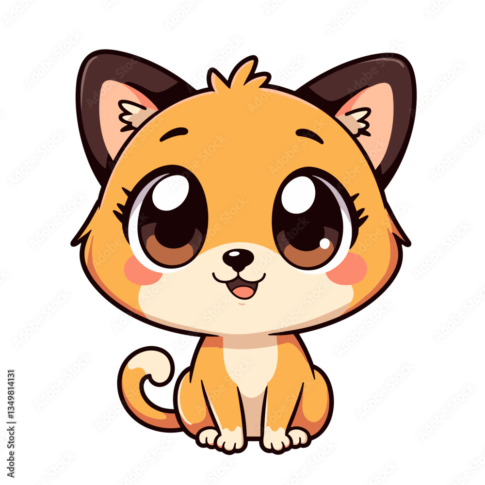 Fototapeta premium Adorable happy cartoon dog with big eyes, playful and cute aesthetic