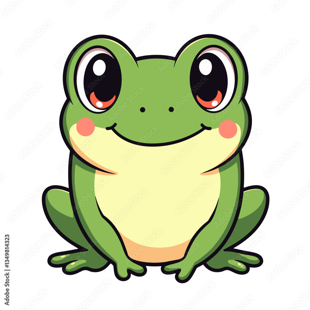 Cute happy frog illustration with expressive eyes, playful charm Cute happy frog illustration with expressive eyes, playful charm