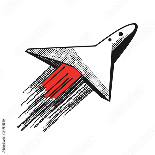 Retro Rocket Launching with Motion Lines in Bold Graphic Style
