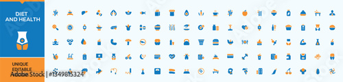 Diet And Fast colorful filled icon. Contains filled symbols like intermittent fasting, healthy, dietary, health, gym, diet, metabolism. Flat web icons. Exercise icon set. Pixel perfect.