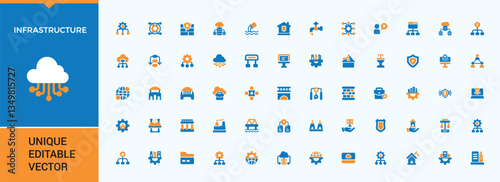 Infrastructure colorful filled icon. Contains such icons as construction, urban, city, road, industry, engineering and more. Filled icons pack. Architecture simple icon. Signs for web and mobile app.