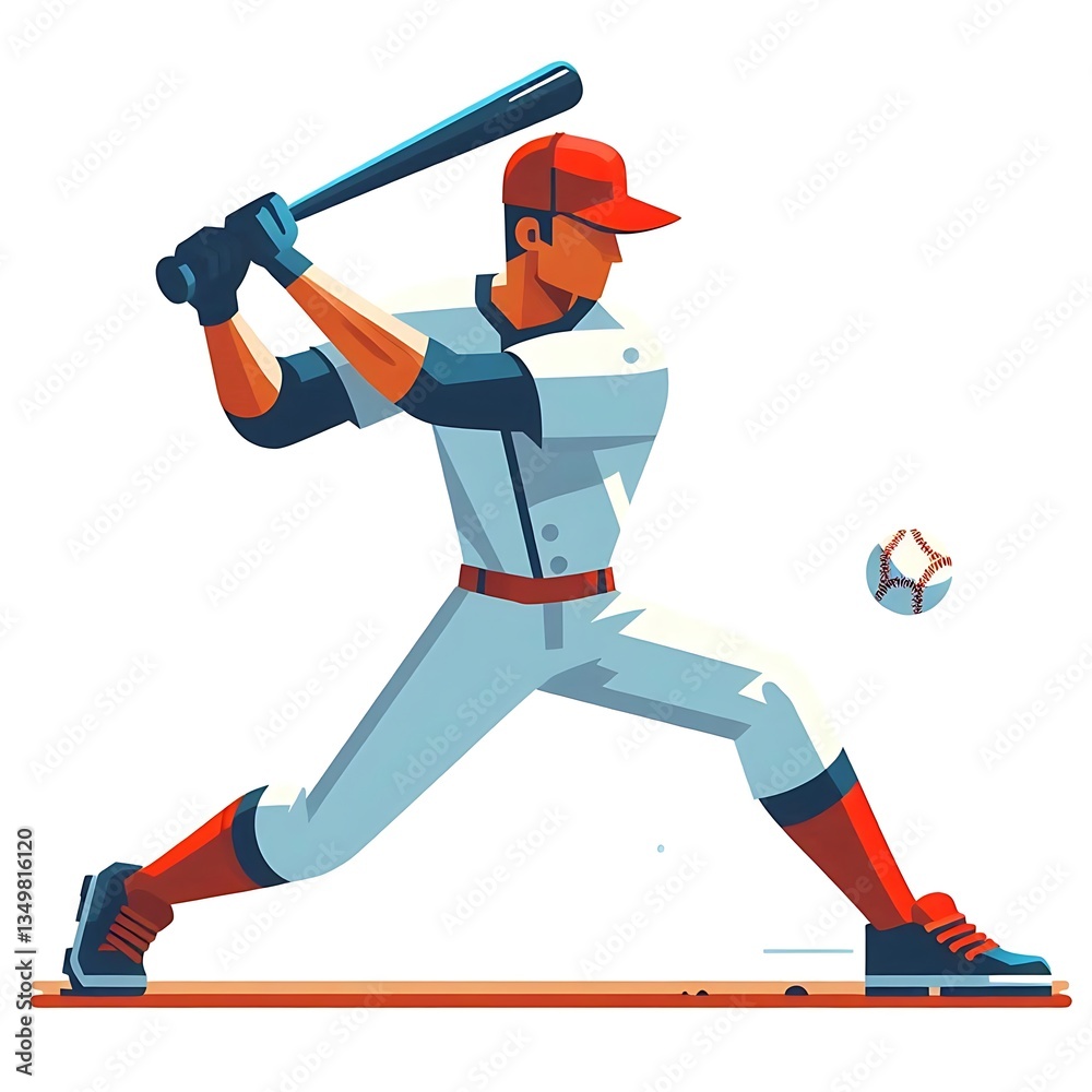 Obraz premium baseball player. flat design illustration of man playing baseball 