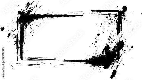 Wallpaper Mural Vector black square grunge frame on a transparent background. A rectangular frame is drawn with brush strokes on white background.  Torontodigital.ca