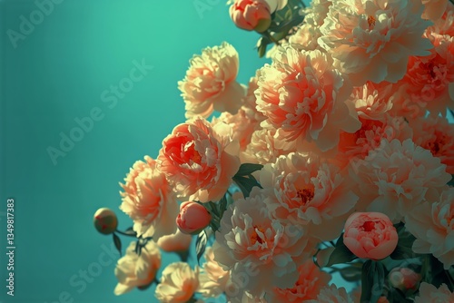 Vibrant Floral Artwork Featuring Peonies on a Textured Soft Background