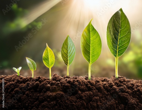 a sequence of growing plants demonstrates the evolution of life and the wonders of nature s renewal