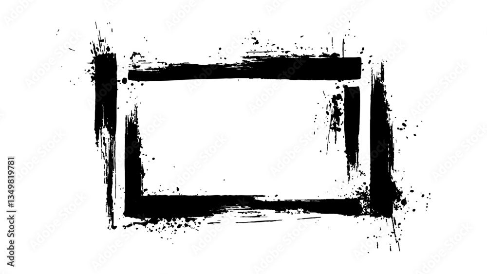 Dry brush painted grunge frame with black paint on white background. Abstract grunge frame banner design element. brush painted frame with copy space, creativity grunge design element Dry brush painted grunge frame with black paint on white background. Abstract grunge frame banner design element. brush painted frame with copy space, creativity grunge design element