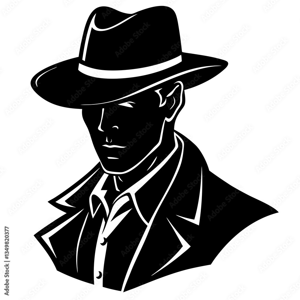 Man Wearing Hat Black Silhouette Man Wearing Hat Black Silhouette