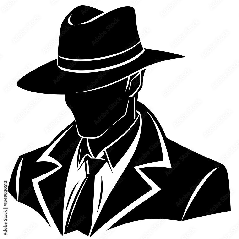 Man Wearing Hat Black Silhouette Man Wearing Hat Black Silhouette