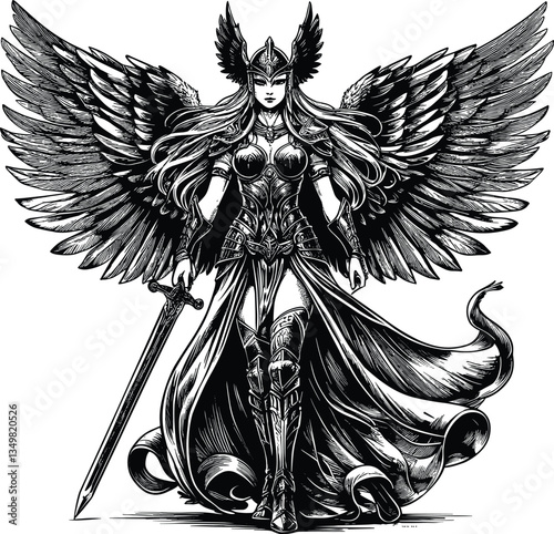 Valkyrie vector black silhouette cricut design for T-Shirt