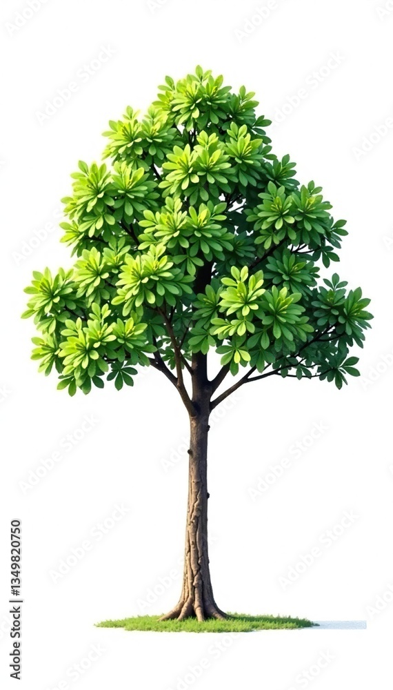 Fototapeta premium isolated tree on white background with branches stretching upwards, nature photography, leaves, minimalist