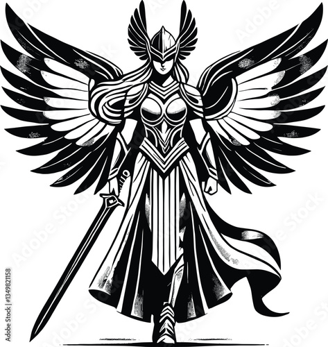Valkyrie vector black silhouette cricut design for T-Shirt