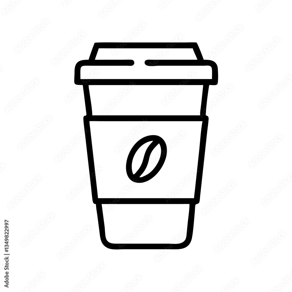 Line art coffee cup icon on white background Line art coffee cup icon on white background