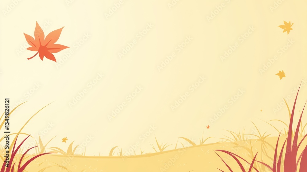 Autumnal field with falling leaves; background image for use in publications, templates, and websites Autumnal field with falling leaves; background image for use in publications, templates, and websites