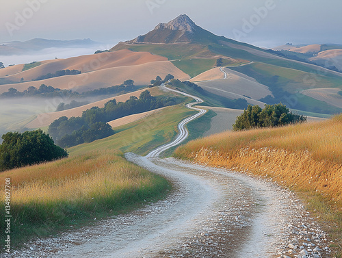 Charming postcard: natural beauty with mountains on the horizon. photo