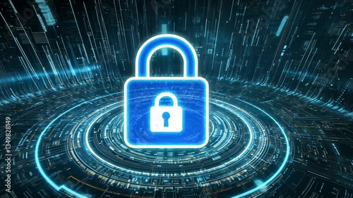 Wallpaper Mural Futuristic digital padlock hovering over a glowing circuit board, data protection Torontodigital.ca