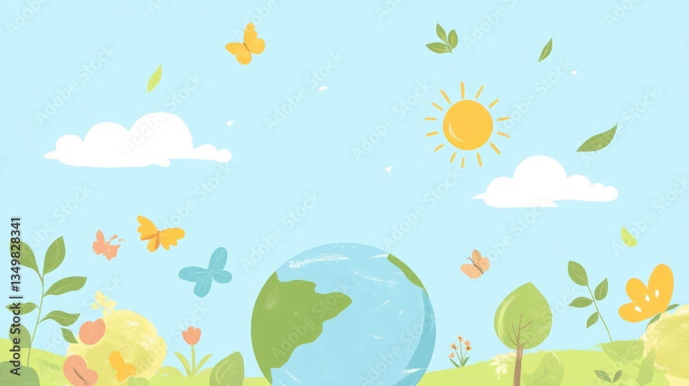 Cartoon Earth Day Scene Cartoon Earth Day Scene