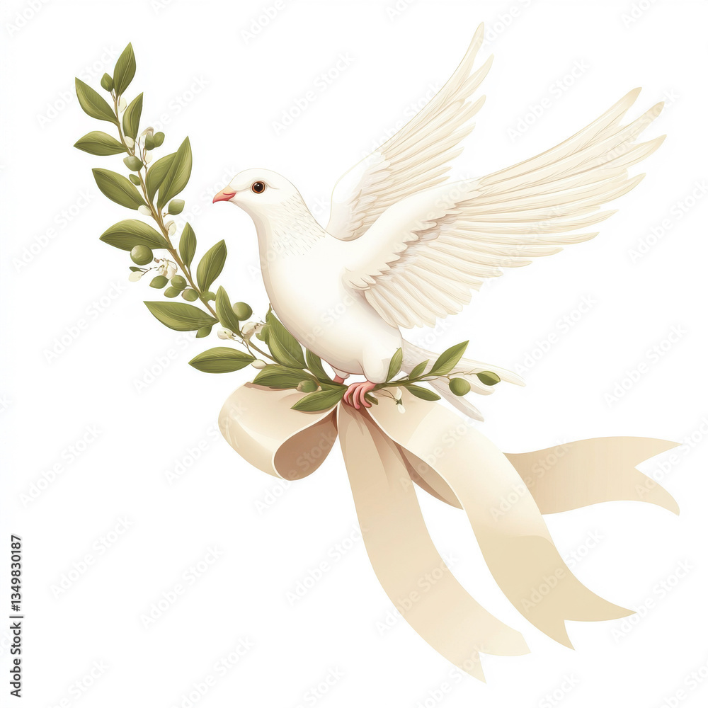 Obraz premium Peaceful Dove with Olive Branch Design
