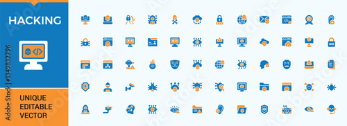 Hacking colorful filled icon. Included fraud, protection, hacker, protect, crime and more. Collection of simple solid web icons. Security icon set. Vector collection.