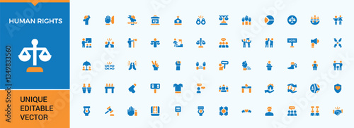 Human Rights colorful icon. Pack of people, rights, right, peace, social and more. Flat icons set. Justice solid icon. Vector illustration.