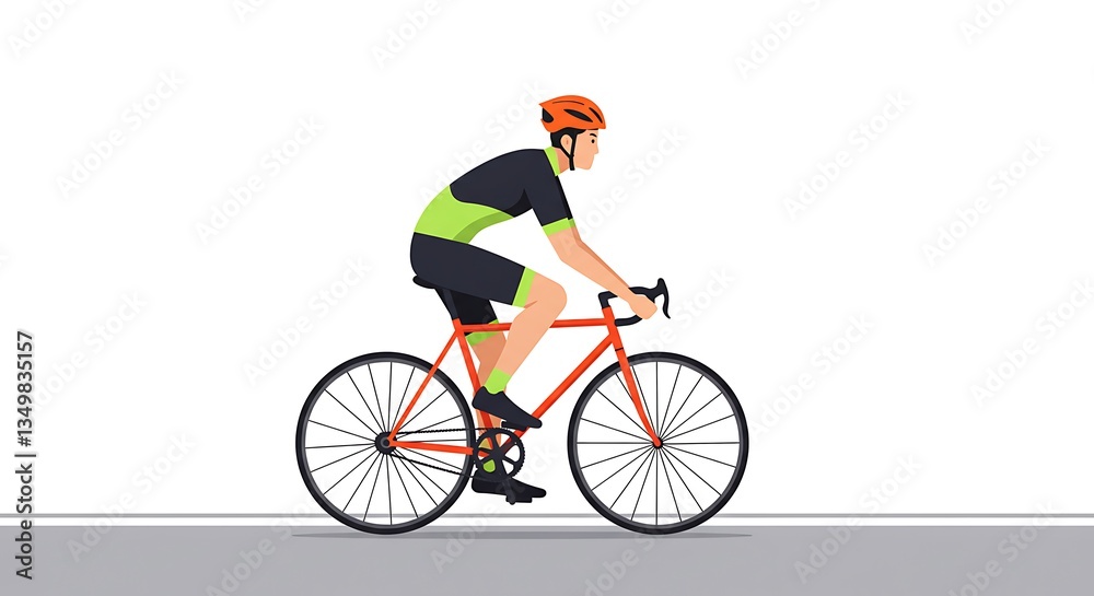 Obraz premium Cyclist Riding Red Bicycle on Road for Fitness and Transportation