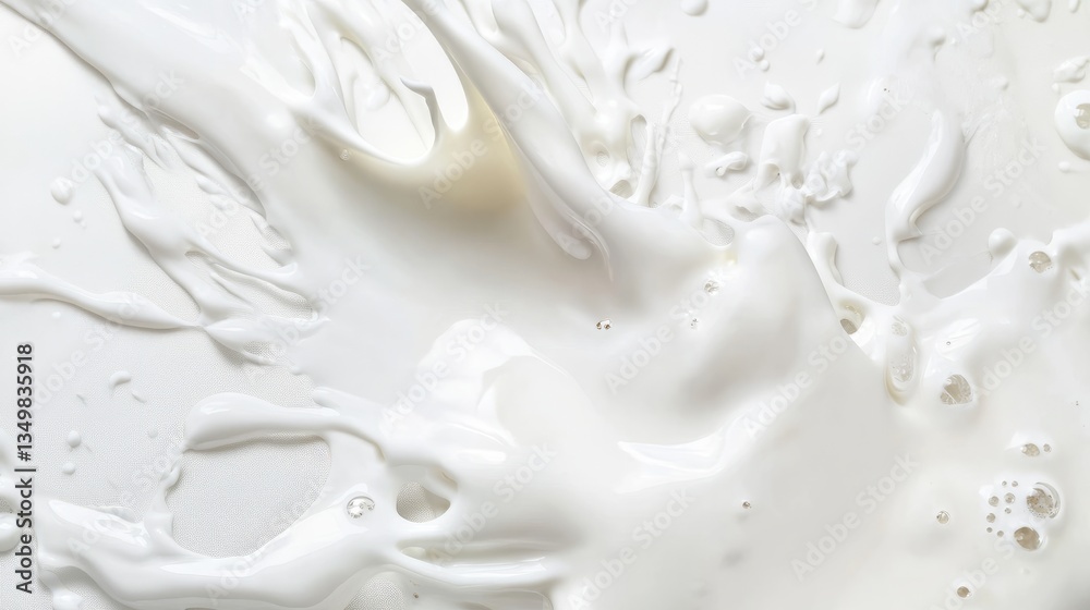 Milk is splashing on a white background, creating an abstract and dynamic pattern Milk is splashing on a white background, creating an abstract and dynamic pattern