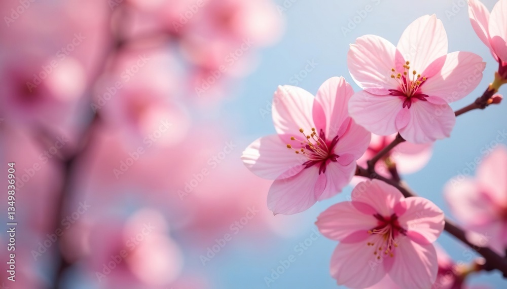 Obraz premium Delicate pink sakura blossoms, full bloom, soft petals , flower, design