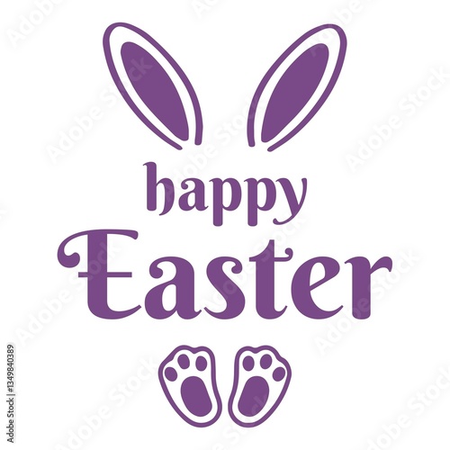 Happy Easter typography clip art design on plain white transparent isolated background for card, shirt, hoodie, sweatshirt, apparel, tag, mug, icon, poster or badge