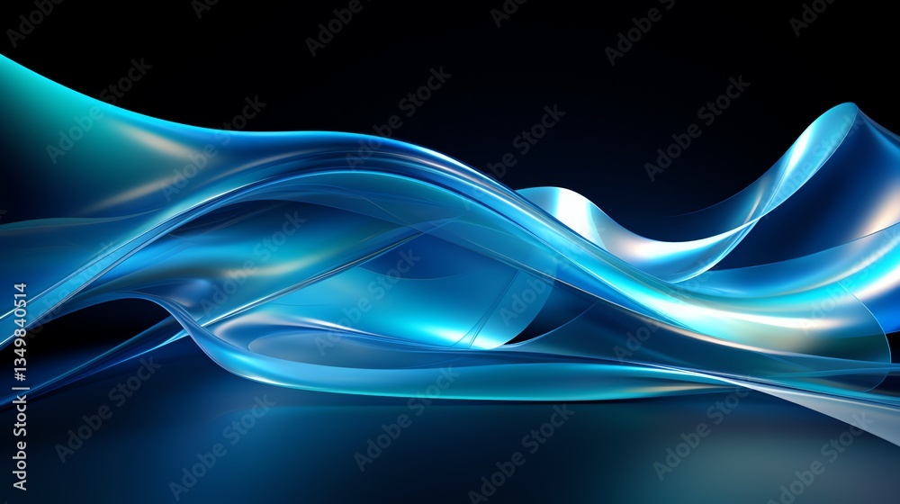 Fototapeta premium Abstract Blue Light Waves Background with Elegant Curved Lines