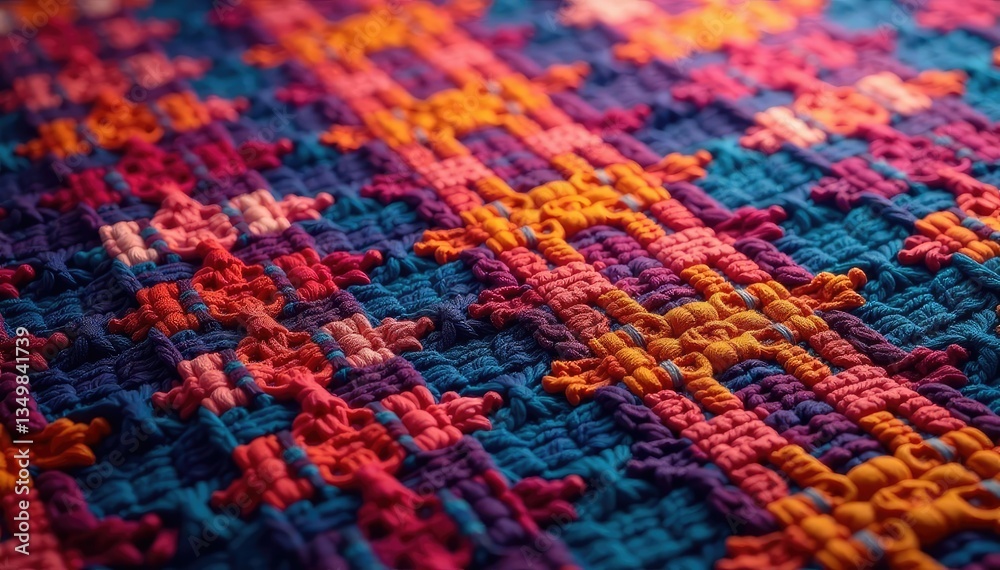 Fototapeta premium Close-up of intricate woven fabric with repeating motif , detail, style, material