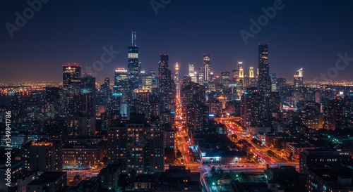 Wallpaper Mural Mesmerizing Nightscape: Chicago Skyline Illuminates with Urban Splendor Torontodigital.ca