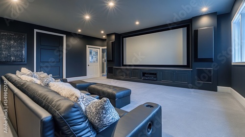 Luxurious home theater with comfortable seating