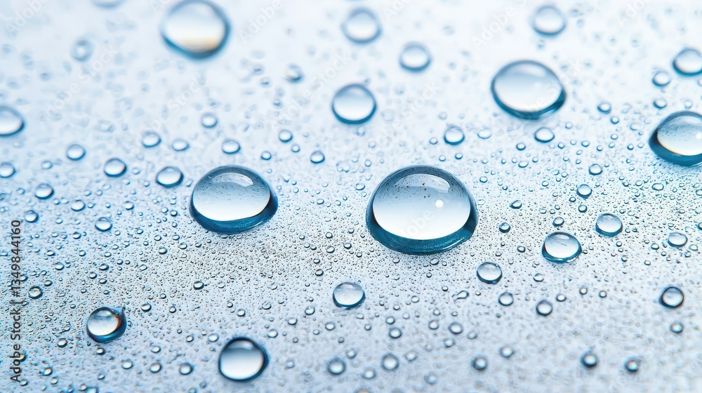 Intricate water droplets on white surface, a closeup of texture, light and abstract beauty Intricate water droplets on white surface, a closeup of texture, light and abstract beauty
