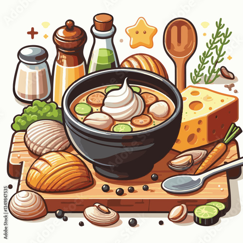 food, dinner, chowder, delicious, clam, bowl, soup, meal, lunch, seafood, gourmet, healthy, potato, creamy, cream, fresh, shellfish, white, cuisine, dish, parsley, bread, spoon, milk, hot, background,