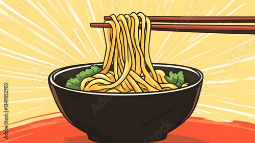 Playful Noodle Cartoon Vector Illustration for Food Blog and Restaurant Menu Designs