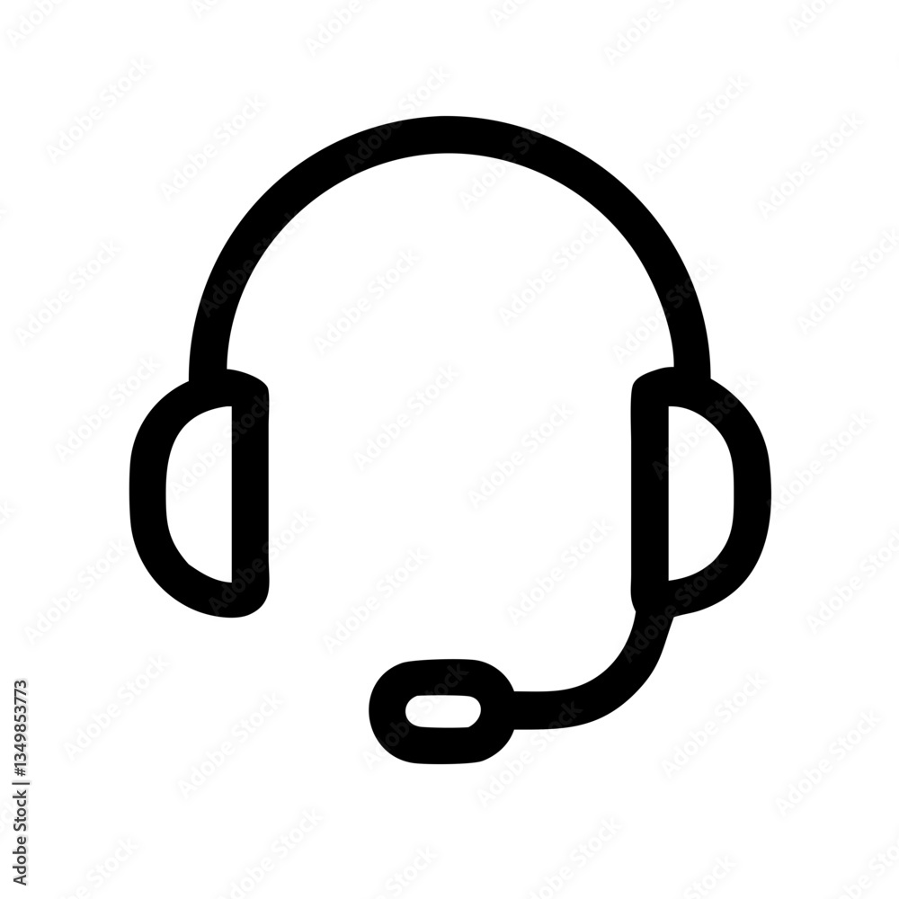 Obraz premium Vector icon of headset, headphones with microphone for digital design on transparent background. 