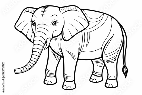 coloring page line art the elephant black vector