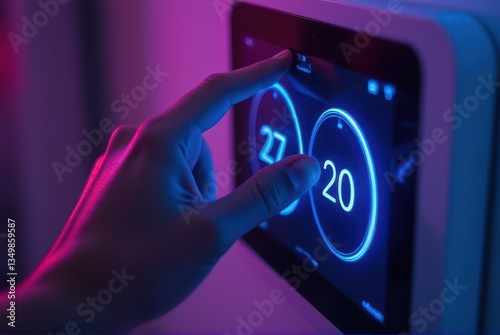 Hand Adjusting Smart Thermostat Temperature Control