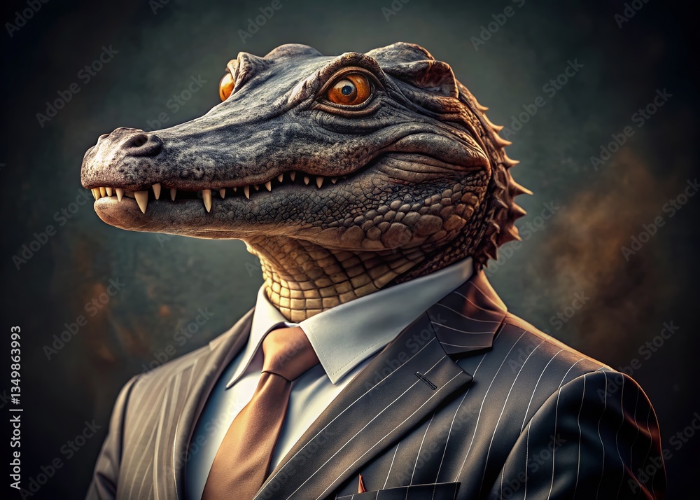 Powerful Crocodile in Business Suit Portrait: Sharp Focus, Professional Image Powerful Crocodile in Business Suit Portrait: Sharp Focus, Professional Image