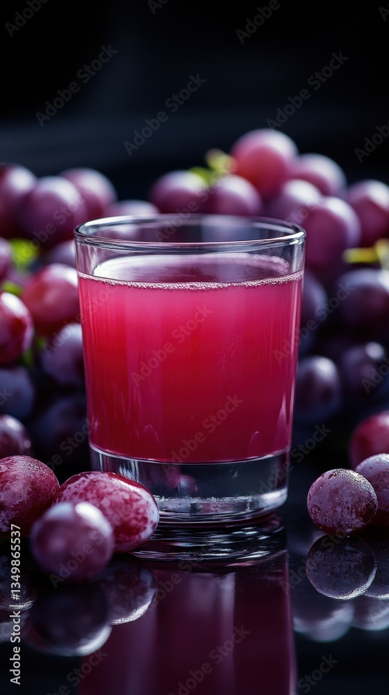 Fresh Grape Juice: A vibrant glass of grape juice, surrounded by fresh, plump grapes, capturing the essence of a refreshing, natural treat Fresh Grape Juice: A vibrant glass of grape juice, surrounded by fresh, plump grapes, capturing the essence of a refreshing, natural treat