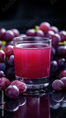 Wallpaper Mural Fresh Grape Juice: A vibrant glass of grape juice, surrounded by fresh, plump grapes, capturing the essence of a refreshing, natural treat Torontodigital.ca