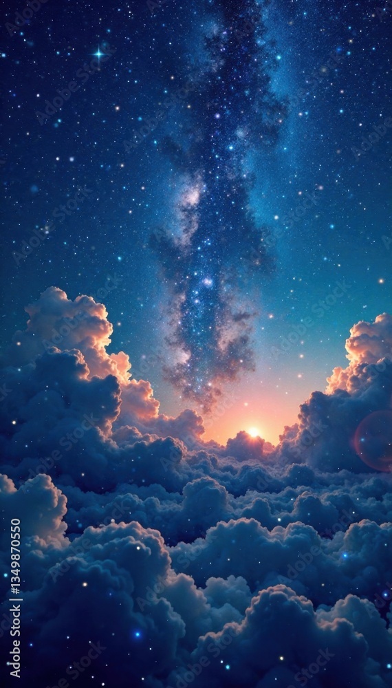 Obraz premium Celestial canvas with twinkling stars and moonlight, space, universe