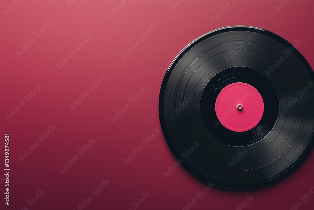 Obraz premium Vintage vinyl record isolated on a burgundy background