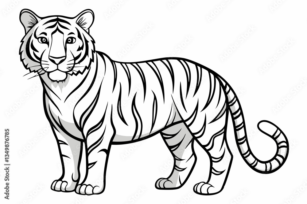 Fototapeta premium coloring page line art the tiger black vector