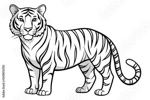 coloring page line art the tiger black vector