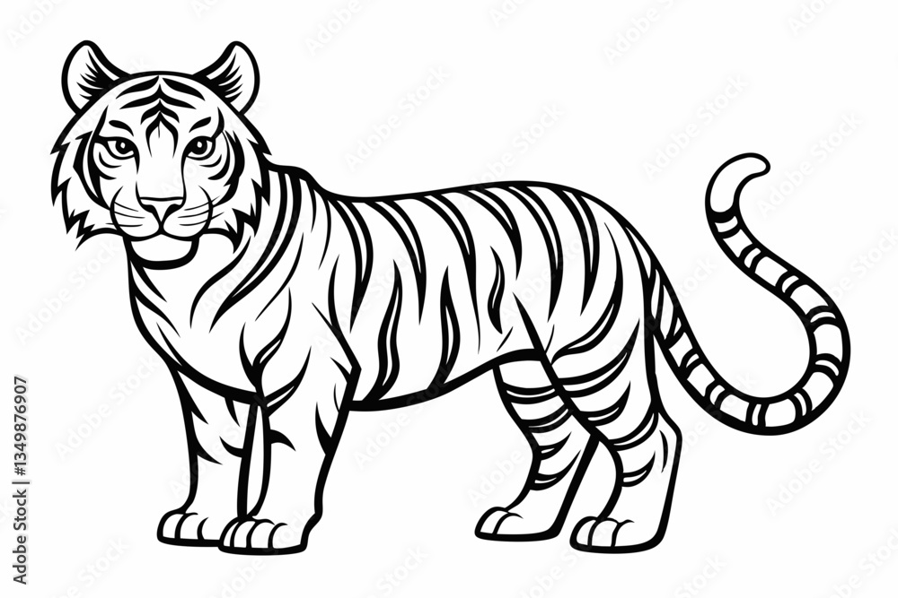 Fototapeta premium coloring page line art the tiger black vector