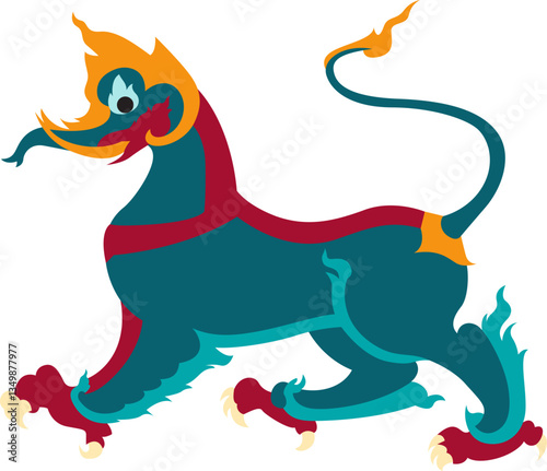 Thai art lion or sigha. Detailed