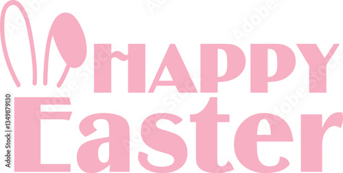 Happy Easter typography clip art design on plain white transparent isolated background for card, shirt, hoodie, sweatshirt, apparel, tag, mug, icon, poster or badge