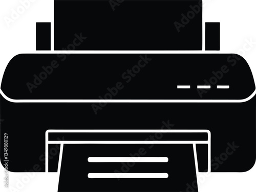 Printer icon black silhouette vector,print machine clipart