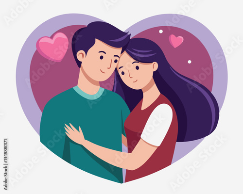 Romantic Couple Embracing in a Heart Shape