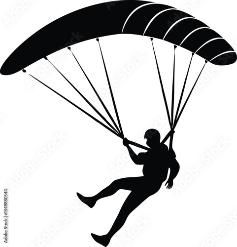 Parachute Jumper,Ski parachute gliding  silhouette,Parasailing vector